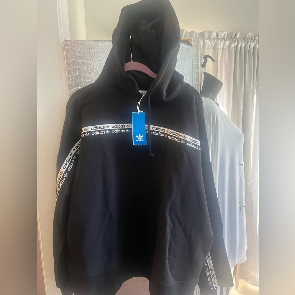 Adidas Black Sweatshirt with White Logo Band